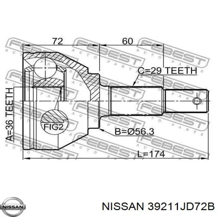 Граната колісна Nissan/Infiniti 39211JD72B ціна, від 45.06 USD