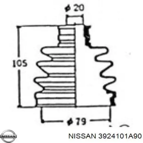 Пильник ШРУСа зовнішній, передній піввісі 3924101A90 Nissan