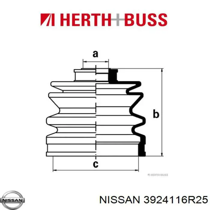 3924116R25 Nissan/Infiniti Пильник ШРУСа зовнішній, передній піввісі