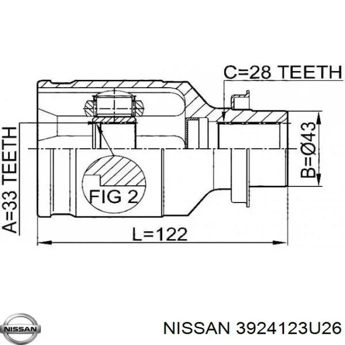 Пильник ШРУСа зовнішній, передній піввісі 3924123U26 Nissan