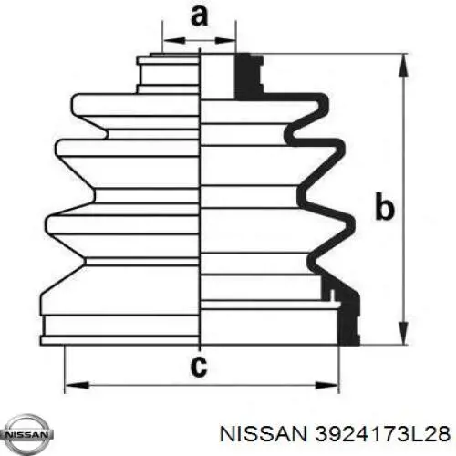 Купити 3924173L28 Nissan/Infiniti Пильник ШРКШ зовнішній, задньої півосі