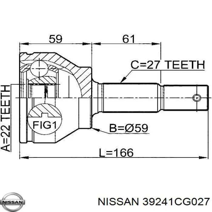 Пильник ШРУСа зовнішній, передній піввісі 39241CG027 Nissan