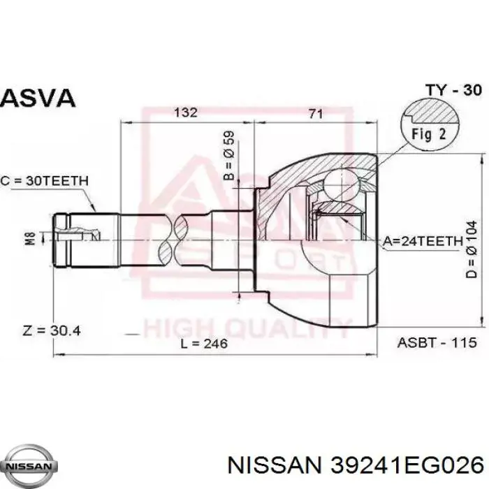39241EA025 Nissan/Infiniti Пильник ШРУСа зовнішній, передній піввісі