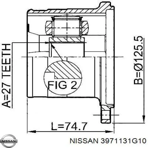 ШРУС внутрішній, передній, лівий 3971131G10 Nissan