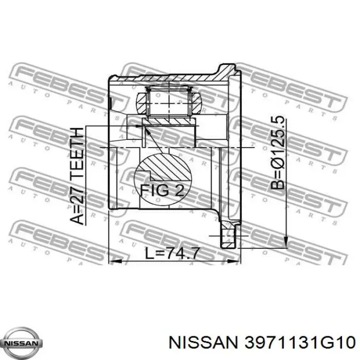 Шарнір кутових швидкостей передній лівий Nissan/Infiniti 3971131G10 ціна, від 37.14 USD