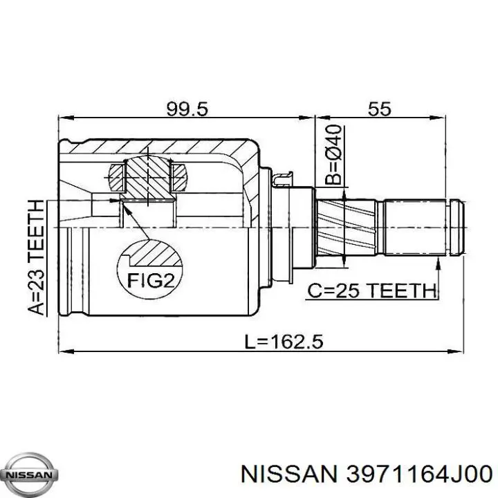 3971164J03 Nissan шрус внутрішній, передній, лівий