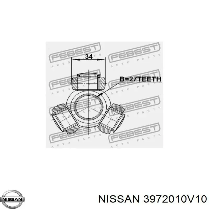 ШРУС внутрішній, тришиб/трипод/тріпоід NISSAN 3972010V10