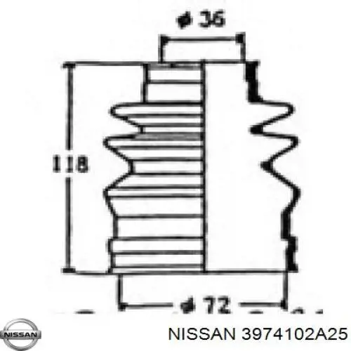 Пильник гранати внутрішній, передній півосі Nissan/Infiniti 3974102A25 ціна, від 5.75 USD