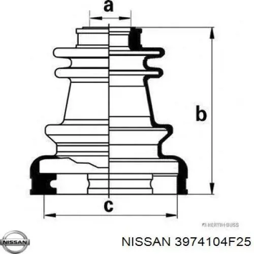 3974104F25 Nissan/Infiniti Пильник шарніра кутових швидкостей зовнішній задній
