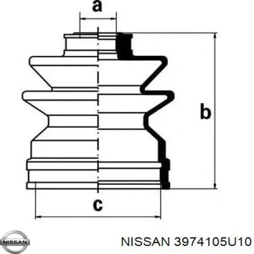 3974105U10 Nissan пильник шруса внутрішній, передній піввісі