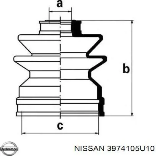 Пильник ШРУСа внутрішній, передній піввісі 3974105U10 Nissan