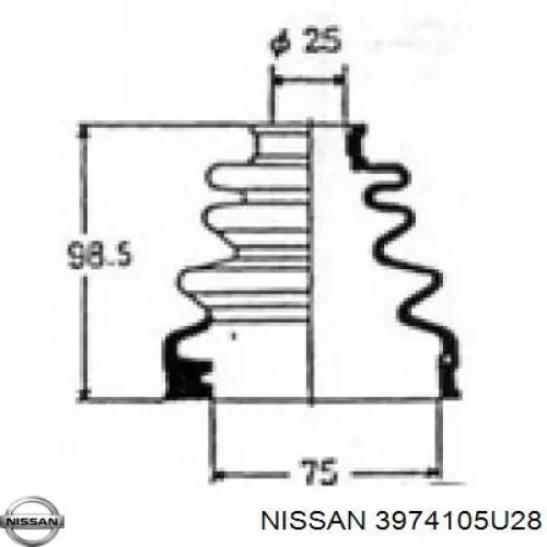 3974105U28 Nissan пильник шруса внутрішній, передній піввісі
