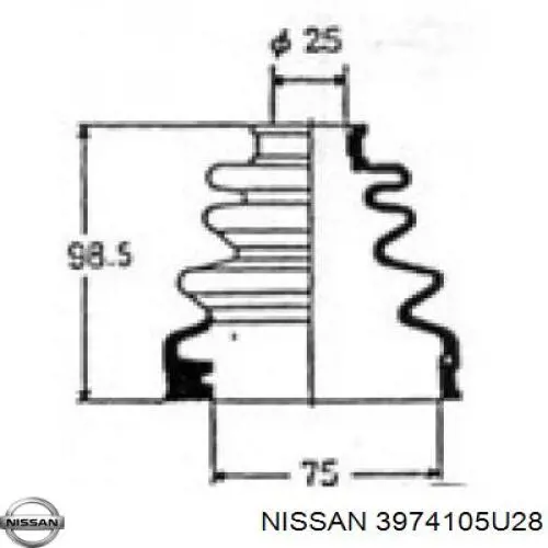 Пильник ШРУСа внутрішній, передній піввісі 3974105U28 Nissan