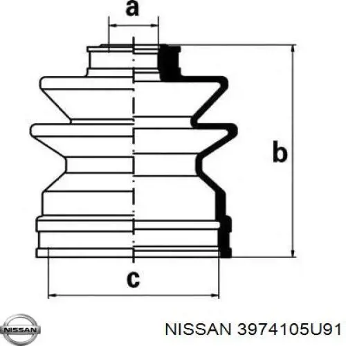Пильник гранати внутрішній, передній півосі Nissan/Infiniti 3974105U91 ціна, від 19.19 USD