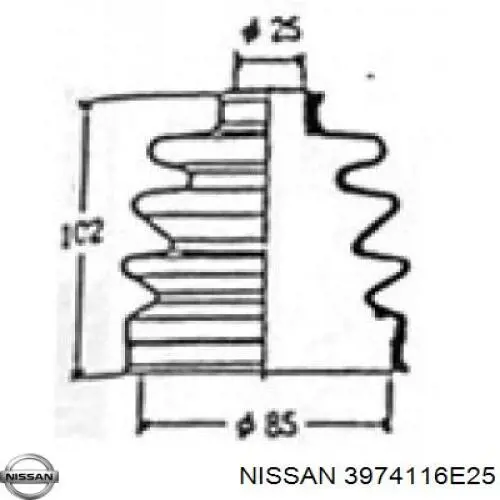 Пильник гранати внутрішній, передній півосі Nissan/Infiniti 3974116E25 ціна, від 5.97 USD