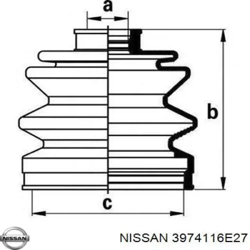 3974116E27 Nissan пильник шруса внутрішній, передній піввісі