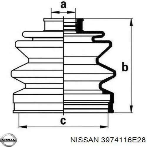 3974116E28 Nissan пильник шруса внутрішній, передній піввісі