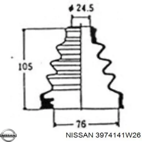 Пильник ШРУСа внутрішній, передній піввісі 3974141W26 Nissan