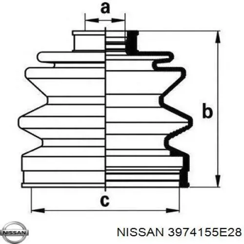 3974155E28 Nissan пильник шруса внутрішній, передній піввісі