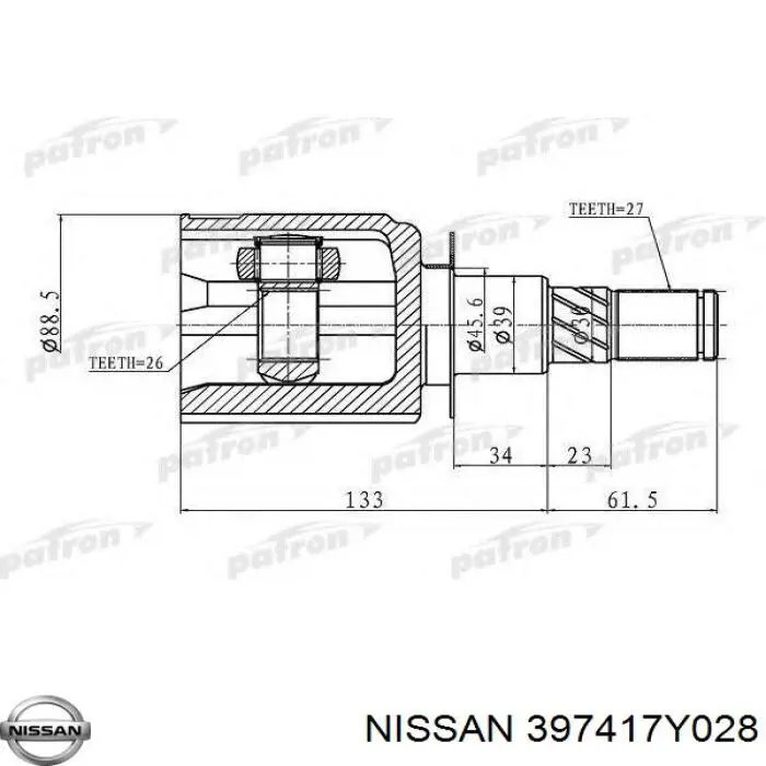 Піввісь (привід) передня, ліва Nissan Navara NP300 (D40M) (Нісан Навара)