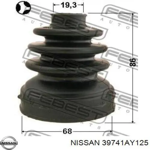39741AY125 Nissan пильник шруса внутрішній, передній піввісі