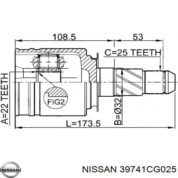 Пильник ШРУСа внутрішній, передній піввісі NISSAN 39741CG025