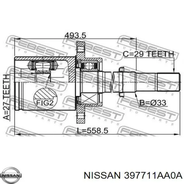 397711AA0A Nissan шрус внутрішній, передній, правий