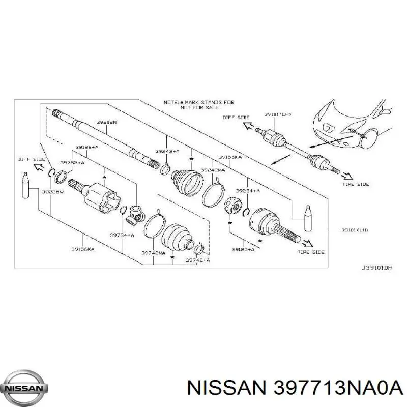 ШРКШ внутрішній, передній, правий Nissan/Infiniti 397713NA0A ціна, від 72.81 USD