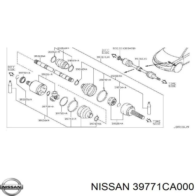 Купити 39771CA000 Nissan/Infiniti ШРУС внутрішній правий