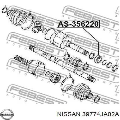 39774JA02A Nissan підвісний підшипник передньої піввісі