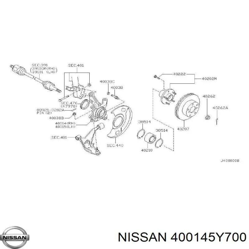 Вісь передня і поворотні кулаки Nissan/Infiniti 400145Y700 ціна, від 22.15 USD