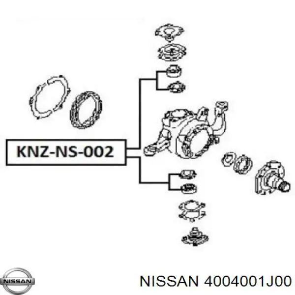 Підшипник цапфи передньої Nissan/Infiniti 4004001J00 ціна, від 11.12 USD