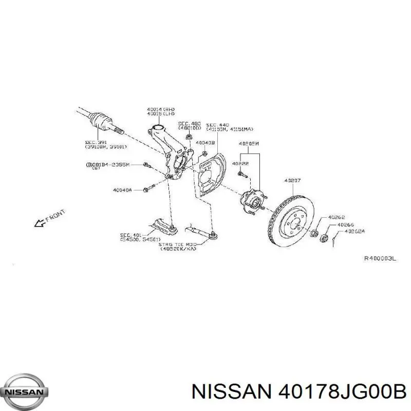 Болт кріплення передньої кульової опори до цапфи Nissan/Infiniti 40178JG00B ціна, від 3.61 USD