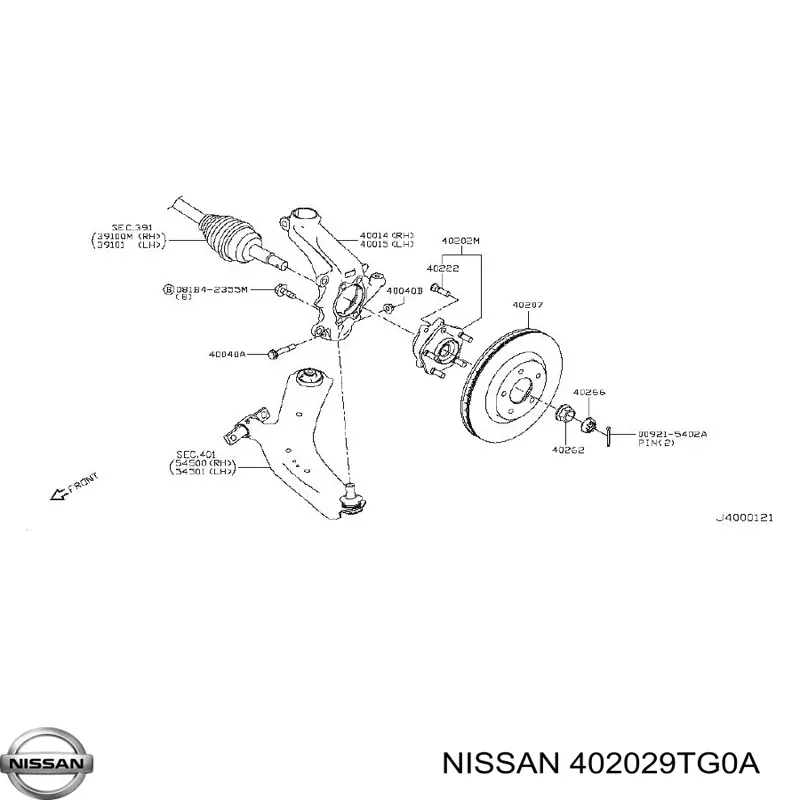 Маточина колеса передня Nissan/Infiniti 402029TG0A ціна, від 49.64 USD