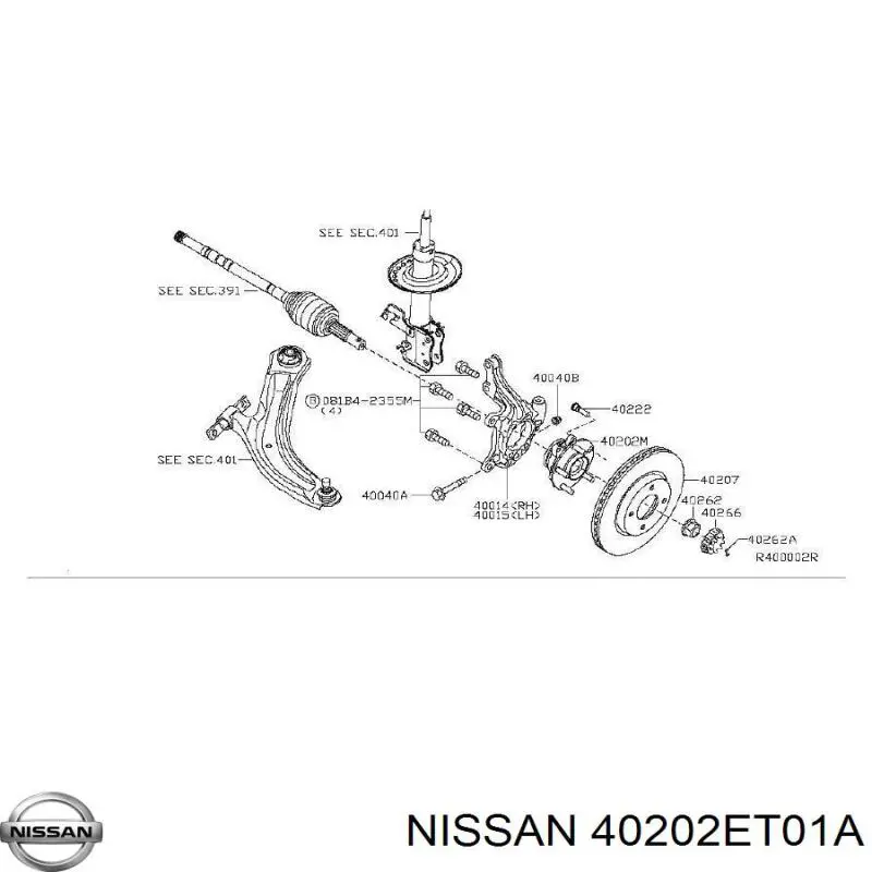 Купити 40202ET01A Nissan/Infiniti Маточини передніх коліс