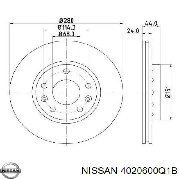 Диск гальмівний передній Nissan/Infiniti 4020600Q1B