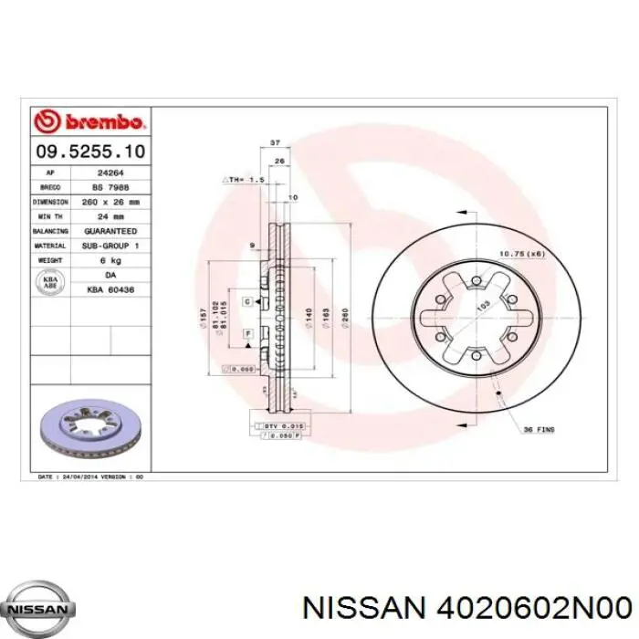 Диск переднього гальма Nissan/Infiniti 4020602N00 ціна, від 29.12 USD