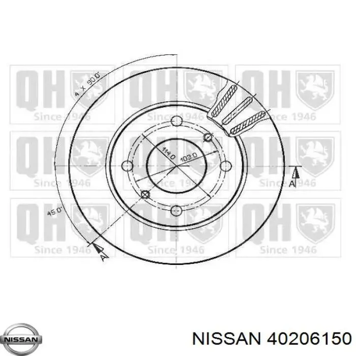 Диск гальмівний передній 40206150 Nissan