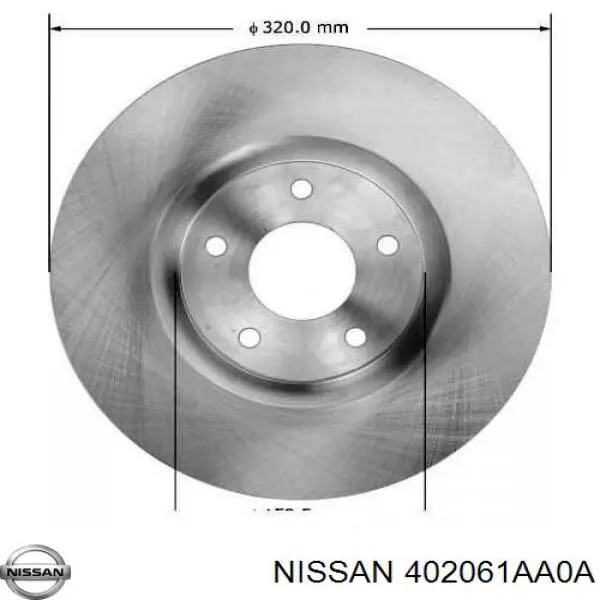 Диск гальмівний передній 402061AA0A Nissan