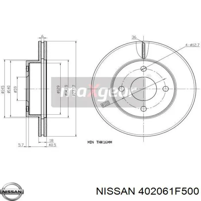 Купити 402061F500 Nissan/Infiniti Ротор гальмівний