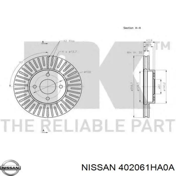 402061HA0A Nissan/Infiniti Гальмо дискове переднє