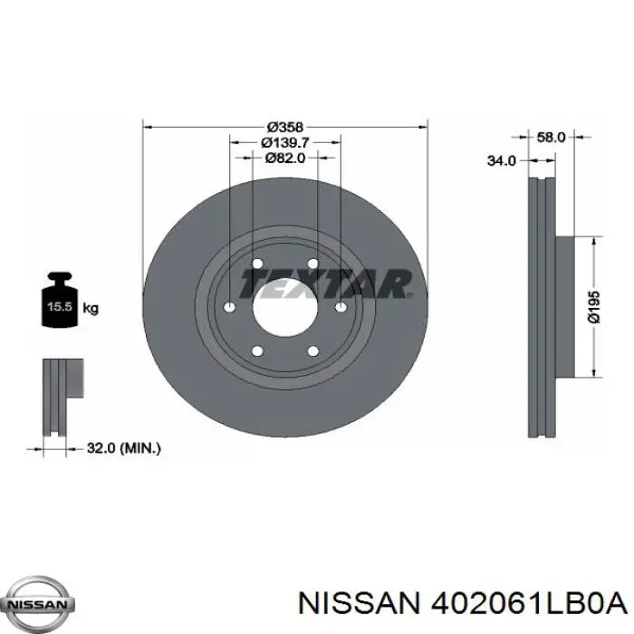 402061LB0A Nissan/Infiniti Гальмо дискове переднє