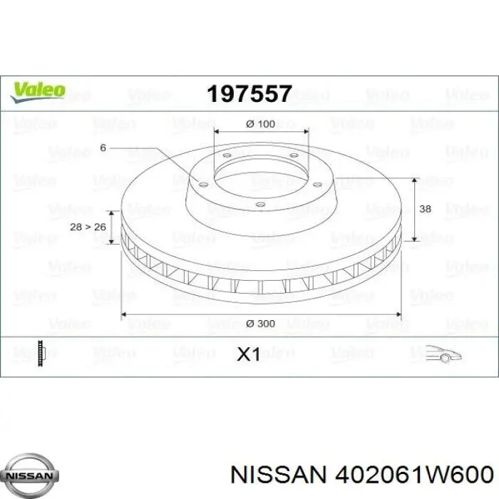 Диск переднього гальма Nissan/Infiniti 402061W600 ціна, від 42.62 USD