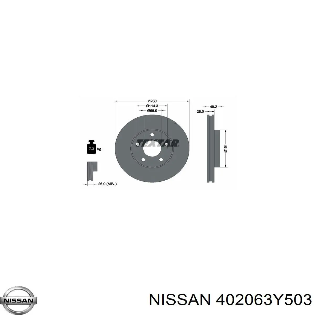 Диск гальмівний передній Nissan/Infiniti 402063Y503