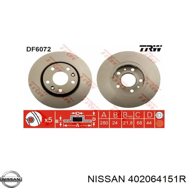 Гальмівні диски передні 402064151R Nissan/Infiniti