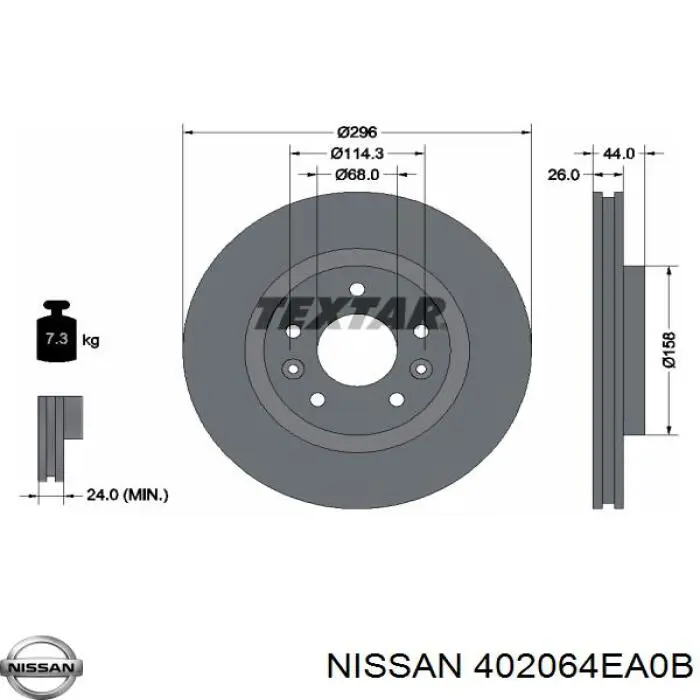 Диск переднього гальма Nissan/Infiniti 402064EA0B ціна, від 25.33 USD