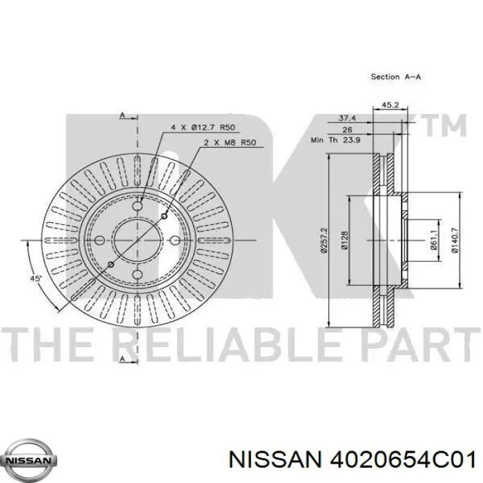 Купити 4020654C01 Nissan/Infiniti Ротор гальмівний