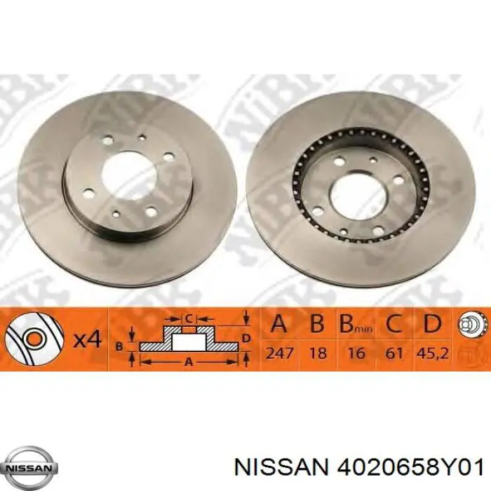4020658Y01 Nissan диск гальмівний передній