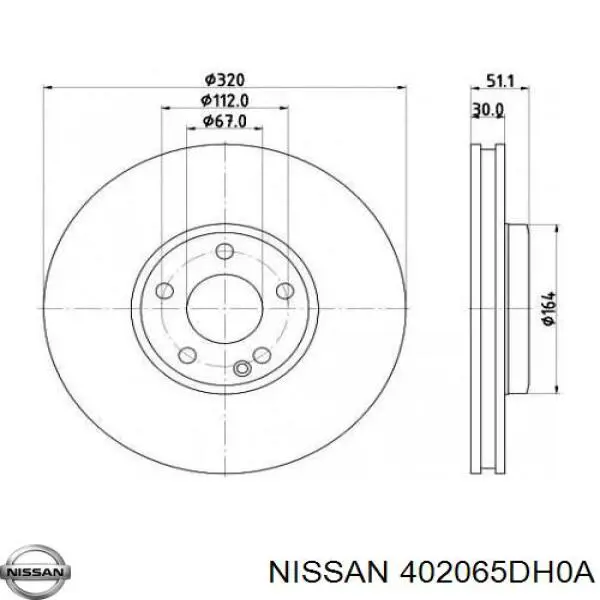 402065DH0A Nissan диск гальмівний передній