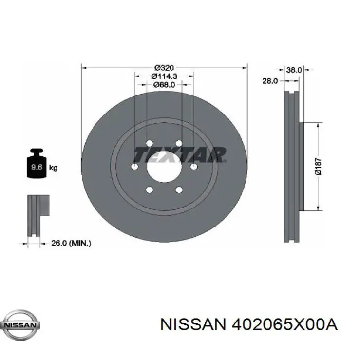 402065X00A Nissan диск гальмівний передній